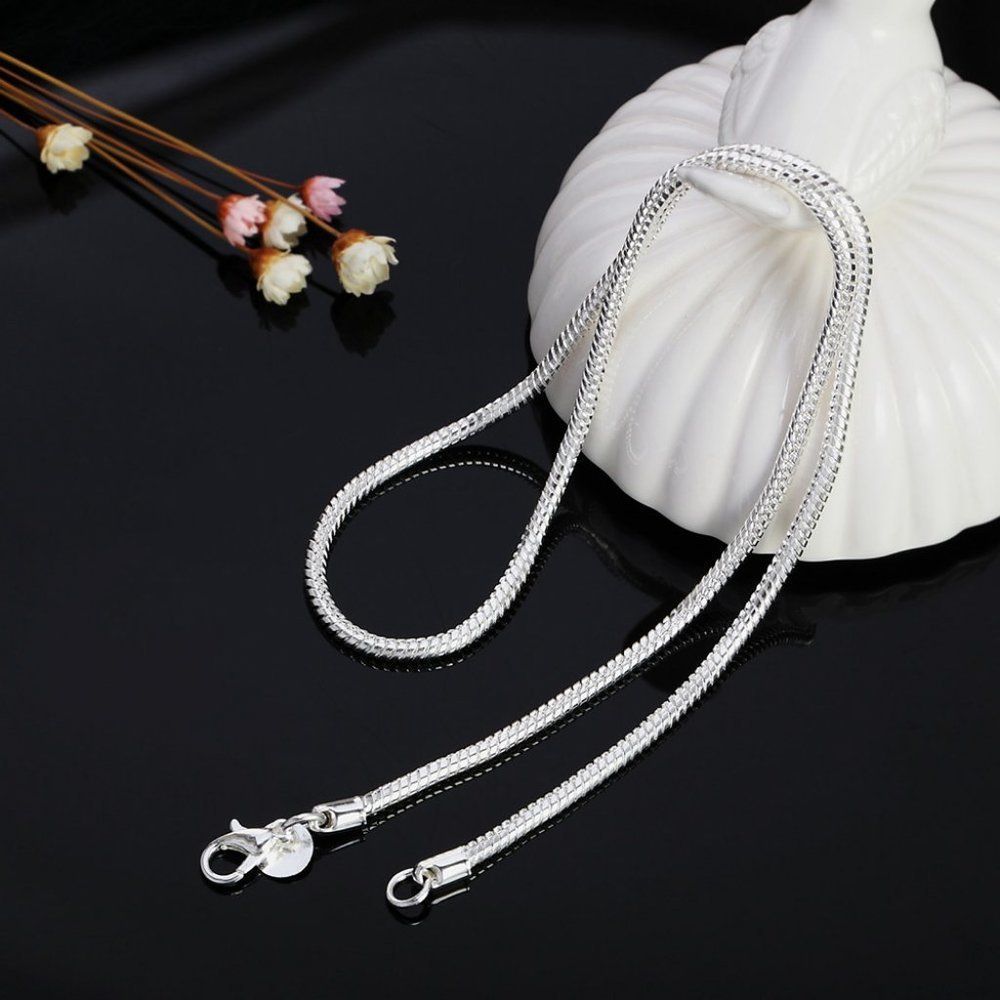 Men's 925 Sterling Silver 3MM Snake Chain Lobster Clasp Necklace 16 18 20 22 24" - Picture 6 of 14